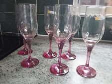 Set Of 6 Vintage Cristal Mode Italy Pink Champagne Glasses/goblets