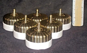 Vintage Ottone & Ceramica Electric Interruttore Cup Cake Design 1 Way Set Di 6# - Foto 1 di 1
