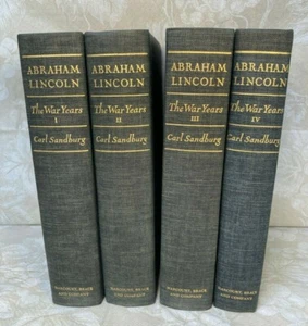 Abraham Lincoln Die Kriegsjahre 4 Bände von Carl Sandburg 1939 blaue Hardcover - Bild 1 von 12