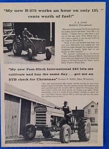 1961 INTERNATIONAL HARVESTER IH B-275 AND 240 FARM TRACTOR ORIGINAL PRINT AD - Picture 1 of 2