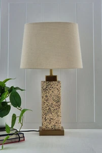 Modern Marble Pattern Ceramic/Metal Base Square Table Lamp For College, Hotel - Picture 1 of 7