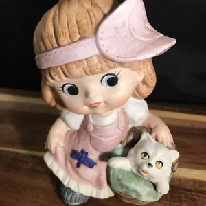 Homco Girl With Cat Porcelain & Ceramic Figurines - Picture 1 of 5