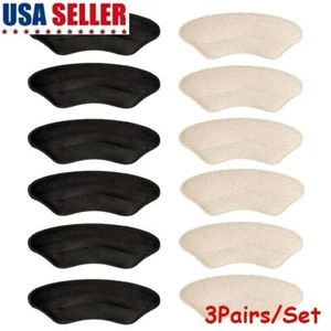 3 Pairs Non-Slip Fabric Shoe Pads Cushion Liner Grip Back Heel Inserts Insoles - Picture 1 of 14