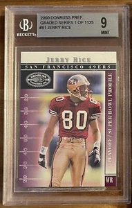 Jerry Rice 2000 Donruss Preferred Graded Series 1 of 1125 #81 BGS 9 MINT 49ers - Imagen 1 de 2