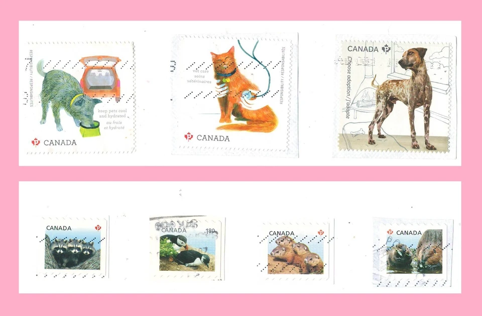 Stamps Canada USA DOG CAT 🐕 🐶 🐱 🐈 pets wild animals Canadian - Image 1 of 1