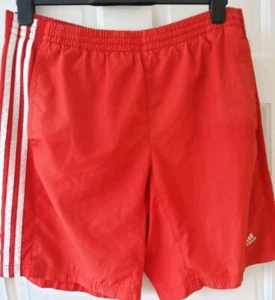 Adidas Uk 36-38 In.Vintage Swim, Beach, Football Shorts Red, Mesh Lined Pockets - Picture 1 of 9