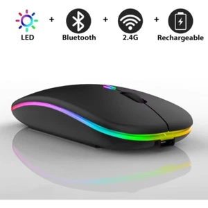 RGB LED Wireless Mouse Rechargeable Optical Silent Mice USB For PC Laptop UK - Picture 1 of 11
