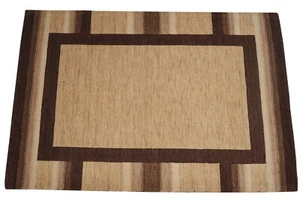 Beige Braun 140x200 CM Carpet 100% Wool Oriental Rug Hand Woven HT602 - Picture 1 of 5
