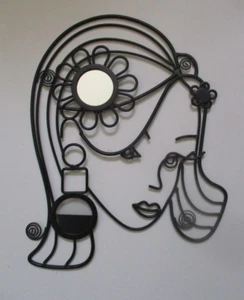 Girl Head Barbie Silhouette Black Metal Wall Hanging Art Vintage - Imagen 1 de 6