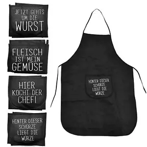 Kochschürze mit Spruch Schürze Latzschürze Grillschürze Küchenschürze schwarz - Bild 1 von 6