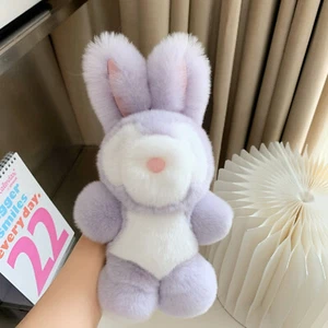 Big Real Rabbit/Rex Fur Bunny Doll Toys Kid Gift Keyring Bag Car Phone Pendant - Picture 1 of 10