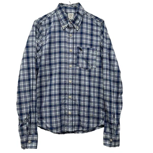 Camisa Abercrombie & Fitch Manga Larga Botones A Cuadros Azul Algodón Hombres Talla S - Imagen 1 de 11