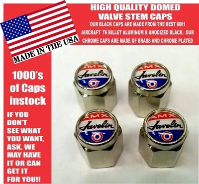  AMC AMX Javelin American Motors Chrome Valve Stem Caps -Very Nice! Unique - Image 1 of 4