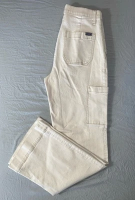 Joe's Jeans Ecru Cargo Wide Leg Denim Pants. Brown Specked Ivory, Women's 27 GUC - Image 1 of 4