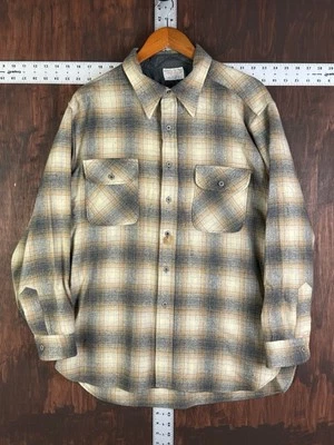 Camisa Cable Car Clothiers Robert Kirk 100% Lana Pura a Cuadros Botón Marrón Grande Foto 1 de 4