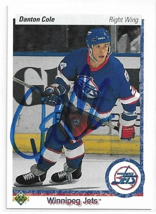 DANTON COLE Autographed Signed 1990-91 Upper Deck Hockey card #517 Winnipeg Jets - Image 1 of 1