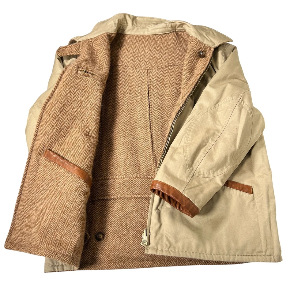 Polo Ralph Lauren Mens Khaki Reversible Newsboy Herringbone Jacket Coat L - Image 1 of 4