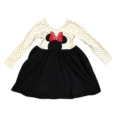 Coleção Disney por Hanna Andersson Minnie Mouse Vestido Manga Longa Infantil 100cm - Imagem 1 de 4