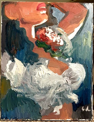 Surrealism Female Figure Modern Portrait Oil On Canvas Original Signed 16x20 - Image 1 of 2