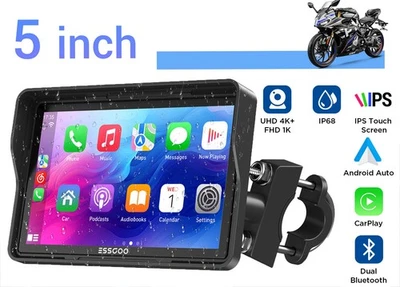 5-Zoll Motorrad Carplay Bildschirm Kabelloses CarPlay und Android Auto GPS Navi - Bild 1 von 4
