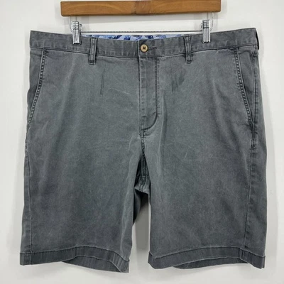 Pantalones Cortos Chinos Tommy Bahama Para Hombre Talla 38 Gris Mezcla Algodón Frente Plano Sólido 10" Foto 1 de 4