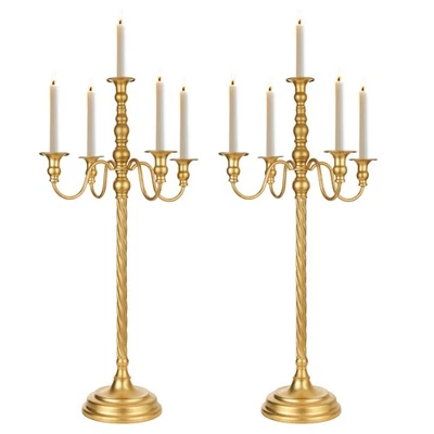 Candelabro de metal de 5 brazos centro de mesa soporte para candelabros retro para banquete de fiesta Foto 1 de 4