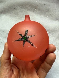 Atomic Star Hand Painted Christmas Tree Ornament Unsilvered Mica Glass Matte - Picture 1 of 9