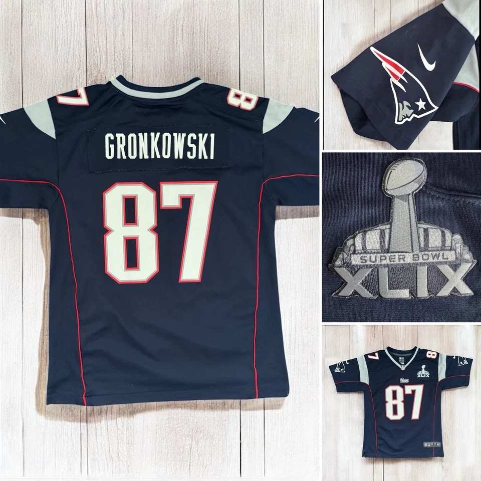 Nike 87 Rob Gronkowski New England Patriots Navy Jersey Super Bowl XLIX Y 14 -16 - Image 1 of 4