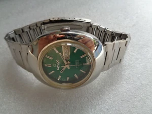 RARE VTG SS SWISS OMAX GENEVE BEAUTIFUL GREEN DIAL MENS AUTOMATIC WRISTWATCH - Picture 1 of 10