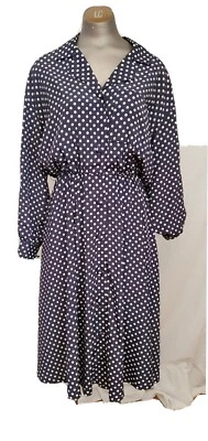 Women's vintage MS CHAUS dress  Size 6 black white polka dots long sleeves  - Image 1 of 4