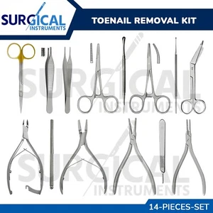 14 Pcs Toenail Removal Surgery Set Stainless Surgical Podiatry Instruments Kit - Picture 1 of 8