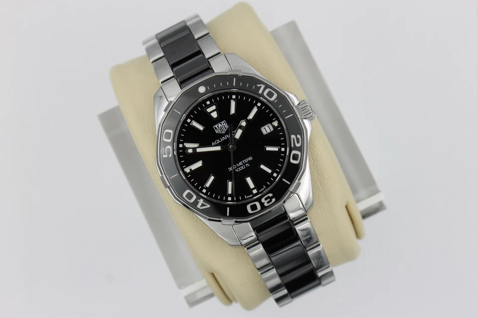 Reloj Tag Heuer WAY131A.BA0913 para mujer tamaño mediano Aquaracer negro cerámica plata Foto 1 de 4