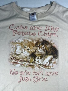 VINTAGE Kittencore T Shirt Catcore XL Y2K Grannycore Hip Hop Streetwear Grunge - Picture 1 of 8