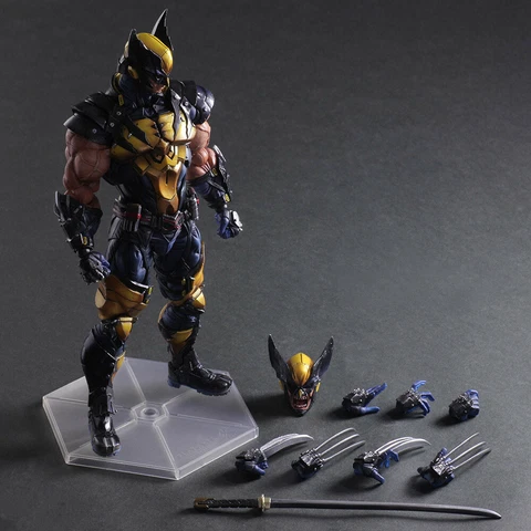 Play Arts X-Men Wolverine James Howlett Logan PVC Action Figure 26cm New In Box Cover
