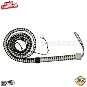 Indiana Jones Cow Hide Leather 06 Feet Long 04 Plait Bull Whip White Bullwhip - Picture 1 of 4