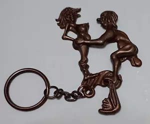 Retro Karma sutra moving pendant keyring copper novelty moving parts - Picture 1 of 3