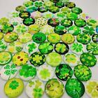 100PCS 25mm Four-Leaf Clover Printed Glass Cabochons Mixed Color Flower Patte...
