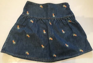 Gymboree ALOHA WAHINE Vintage Embroidered PINEAPPLES Denim Skirt ~ Sz 6 - Picture 1 of 4
