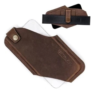 Étui téléphone portable cuir gaucher avec M - Clip gaucher - Marron foncé - Photo 1 sur 6