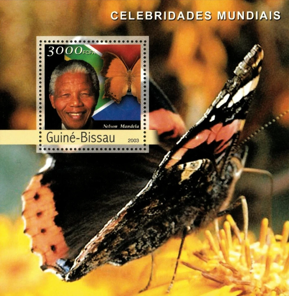 Guinea-Bissau 2003 - Nelson Mandela, Butterflies - Souvenir Sheet - MNH - Image 1 of 1
