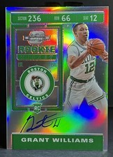 2019 GRANT WILLIAMS Rookie Card AUTO /Ticket AUTO Silver Prizm  Contenders Optic