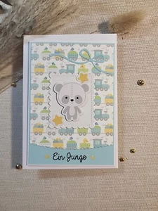 Grußkarte zur Geburt eines Jungens + Briefumschlag, Glückwunsch zur Geburt Baby  - Bild 1 von 3