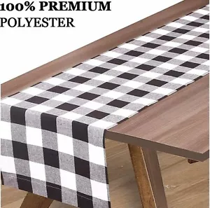 Ex-Long Thin Fabric Table Runner(14"x108") BLACK & WHITE CHECKERED,BUFFOLO PLAID - Picture 1 of 10