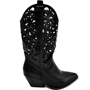 Stivale texano in pelle nera tacco 70mm E2016 - Elena Iachi Shop -