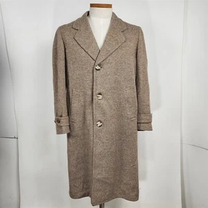 Abrigo Abrigo de Lana Vintage Knit-tex Penn Traffic Largo Marrón Beige Para Hombre Talla 42 - Imagen 1 de 11