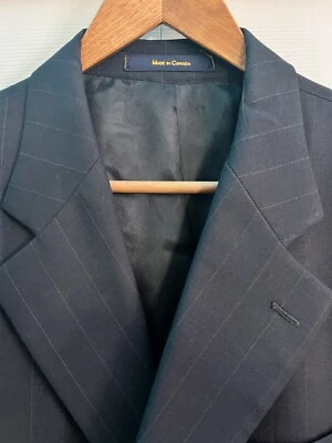 Abrigo deportivo a rayas azul blazer de tres botones talla 38S lana Lord & Taylor para hombre Foto 1 de 4