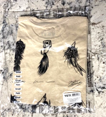 Camiseta YETI Coolers Ambassador Flies Adulto Pequeña Crema Manga Corta Gráfica Nueva con Etiquetas Foto 1 de 4