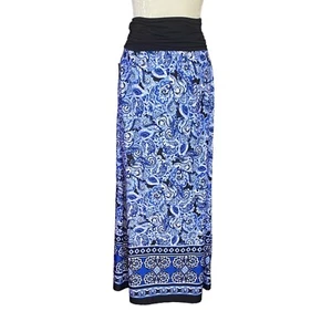 Apt. 9 women's small blue and white patterned stretchy long maxi skirt - Picture 1 of 9