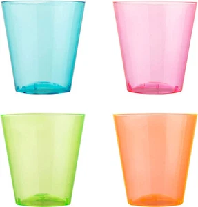 124 Hard Plastic 1 Ounce Shot Glasses Assorted Neon Cups Party Shot Cups - Picture 1 of 1