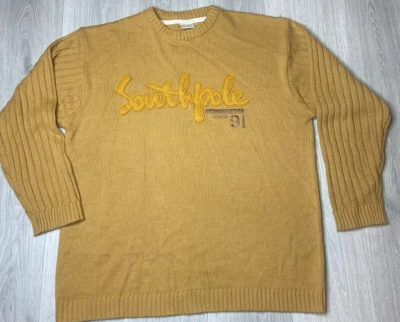 Suéter Jeans Southpole Vintage Y2K Para Hombres XL Dorado Spellout Gran Tamaño Hip Hop Años 90 Foto 1 de 4
